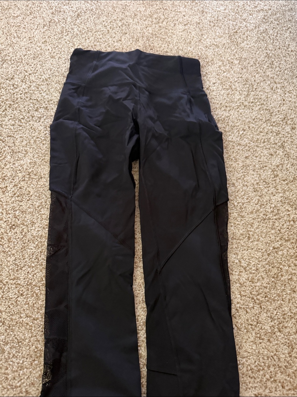 lululemon athletica Black Leggings with Mesh Panels